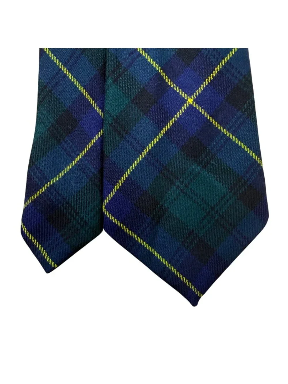 Kinloch Anderson Mens Blue & Yellow Wool Tartan Pattern Tie
